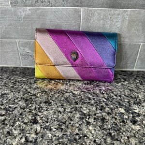 Kurt Geiger Pink and Purple Wallet with Metallic Stripes